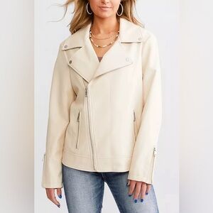 Buckle Black Faux Leather Moto Jacket